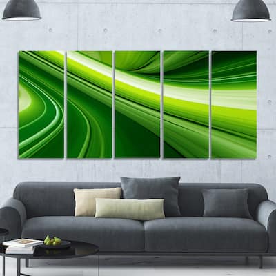 Designart "Abstract Green Lines Background" Abstract Wall Artwork