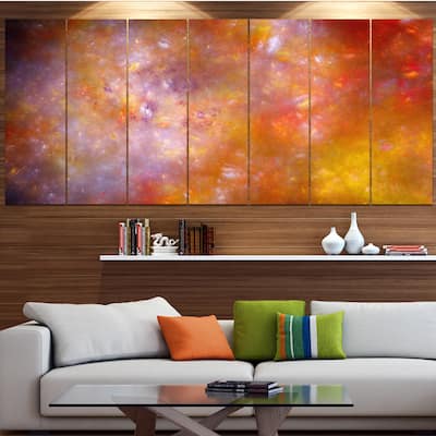 Designart "Yellow Starry Fractal Sky" Abstract Artwork Print on Canvas