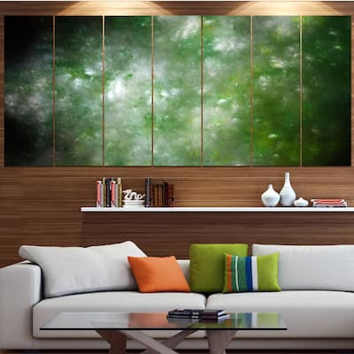 Designart "Blur Green Starry Fractal Sky" Abstract Artwork Print on Canvas