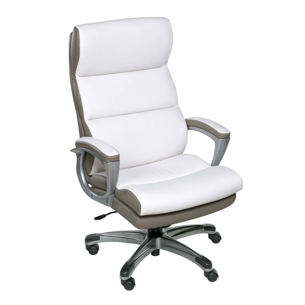 OneSpace 60-583008 Roosevelt High Back Two-Tone Executive Chair with Padded Armrests, White and Beige