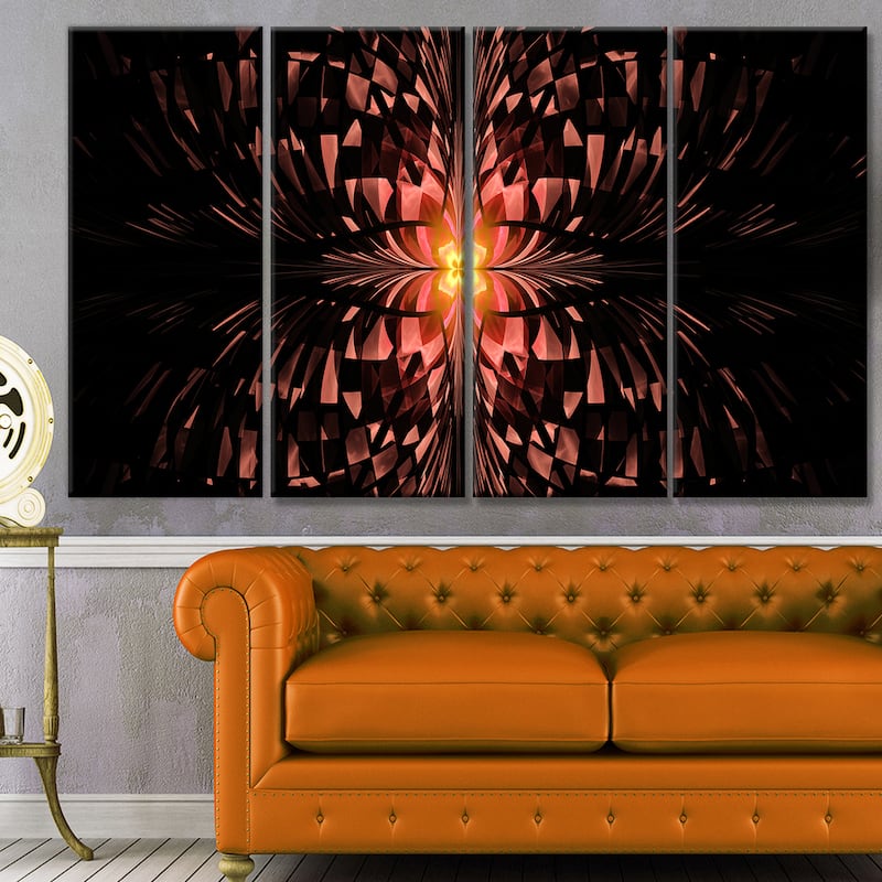 Designart "Brown Butterfly Pattern on Black" Abstract Art on Canvas