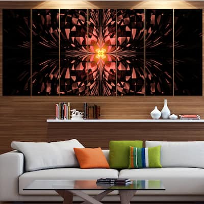 Designart "Brown Butterfly Pattern on Black" Abstract Art on Canvas