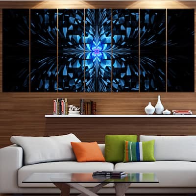 Designart "Blue Butterfly Pattern on Black" Abstract Art on Canvas