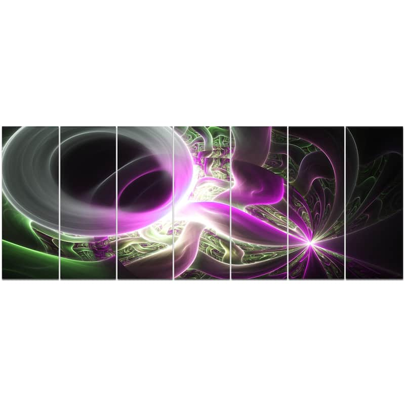 Designart "Light Purple Designs on Black" Abstract Wall Art Canvas