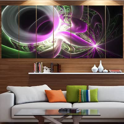 Designart "Light Purple Designs on Black" Abstract Wall Art Canvas