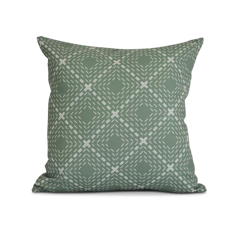 Geometric, Dots and Dashes Outdoor Pillow - 16" x 16" - Green