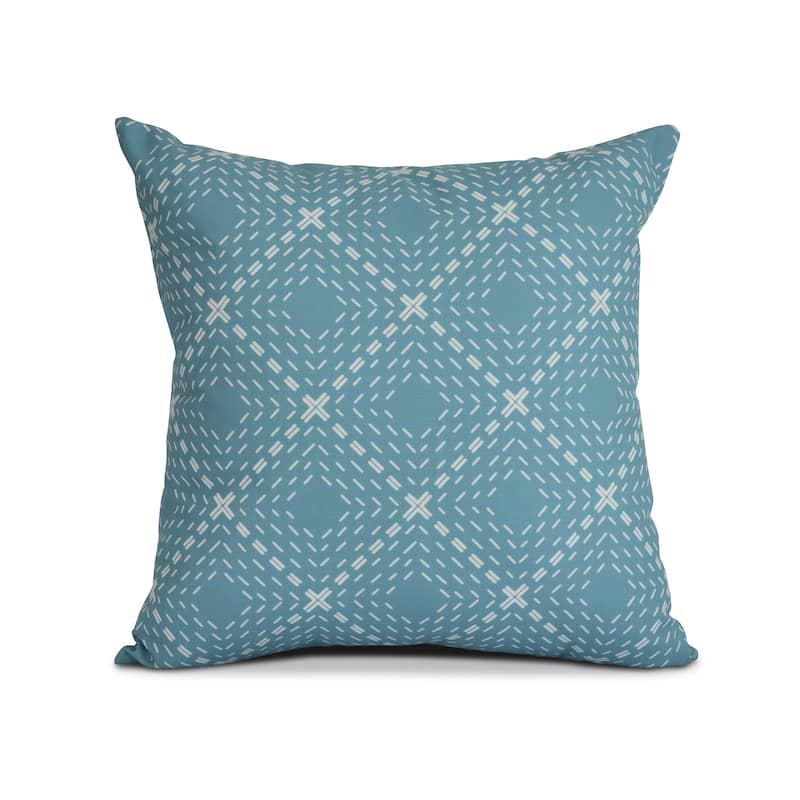 Geometric, Dots and Dashes Outdoor Pillow - 16" x 16" - Turquoise