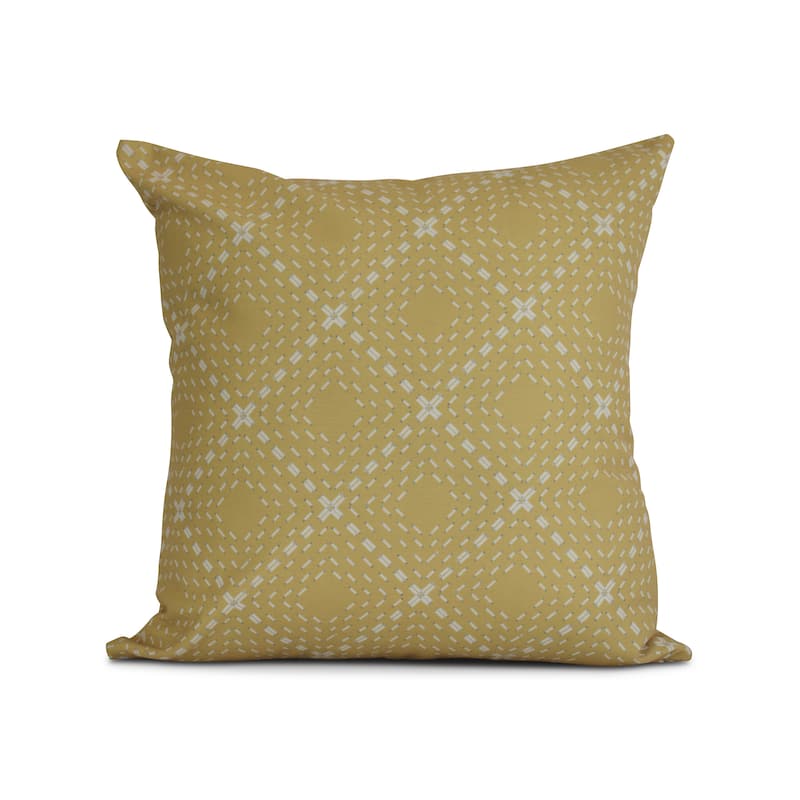 Geometric, Dots and Dashes Outdoor Pillow - 16" x 16" - Yellow