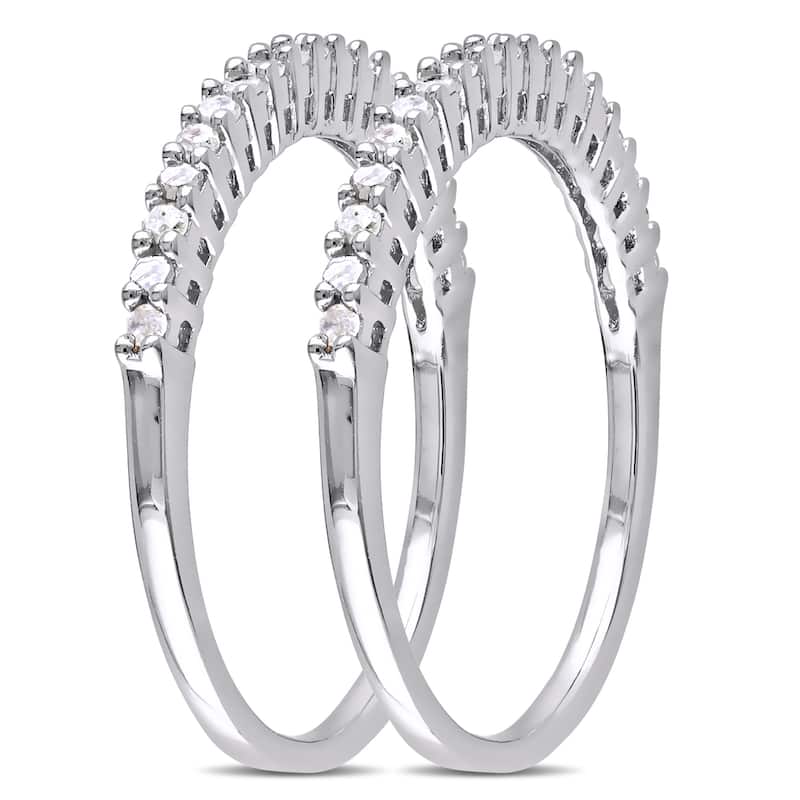 Miadora Sterling Silver Diamond Stackable Semi-eternity Ring Set