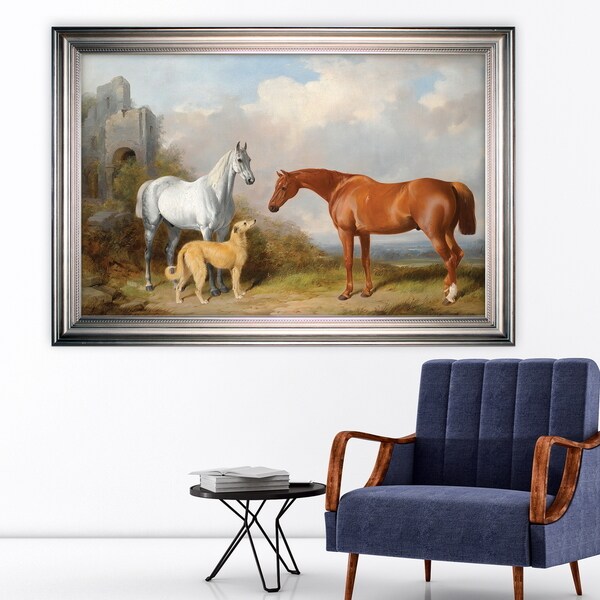 Vintage Horse Pastoral -Silver Frame. Opens flyout.