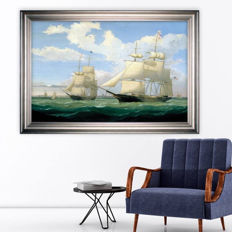 Ships at Sea III -Silver Frame - Wood - Silver - Rectangle - Traditional