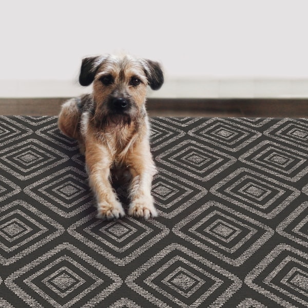 RUGGABLE Washable Indoor/Outdoor Stain Resistant Runner Rug Prism Black (2.5' x 7') - 2'6" x 7'