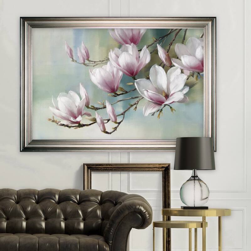 Magnolia Morning -Silver Frame - All Seasons - Traditional - Silver - Rectangle - Impressionism - Arthur Albin - Abstract - Wood - Handmade - Large