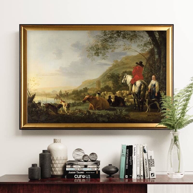 Hilly-Landscape -by Aelbert Cuyp - Gold Frame