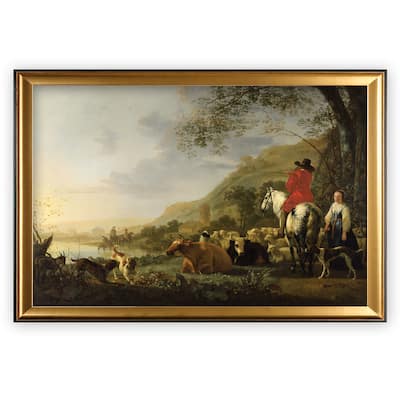 Hilly-Landscape -by Aelbert Cuyp - Gold Frame