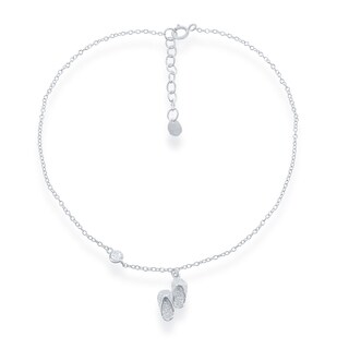 14k Rose Gold Over 925 Sterling Silver Round Cut Cubic Zirconia I LOVE U 6 Adjustable Anklet Bracelet