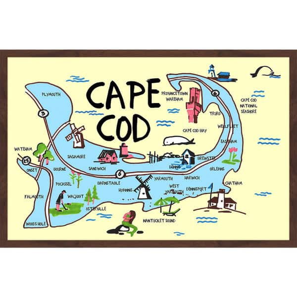 Framed Map Of Cape Cod Marmont Hill - Handmade Cape Cod Map Framed Print - Overstock - 15369155