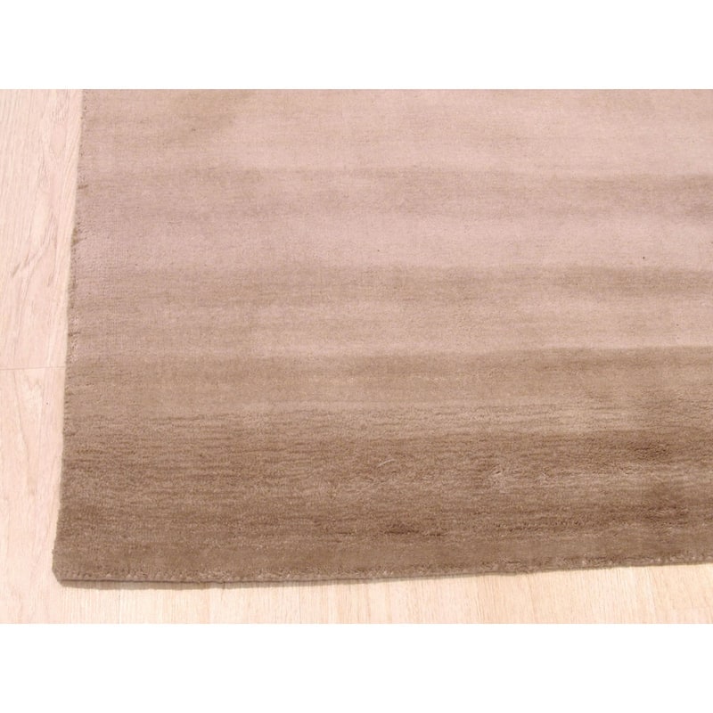 EORC Horizon Beige Wool Transitional Stripe Handmade Rug - 5' x 8'
