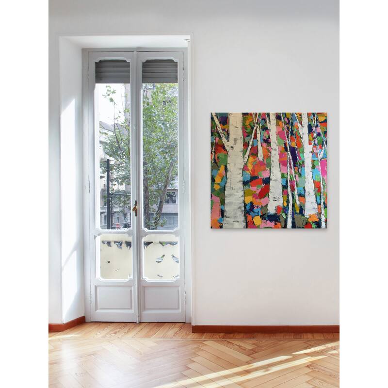 Gray Birches' Painting Print on Wrapped Canvas - Multi-Color