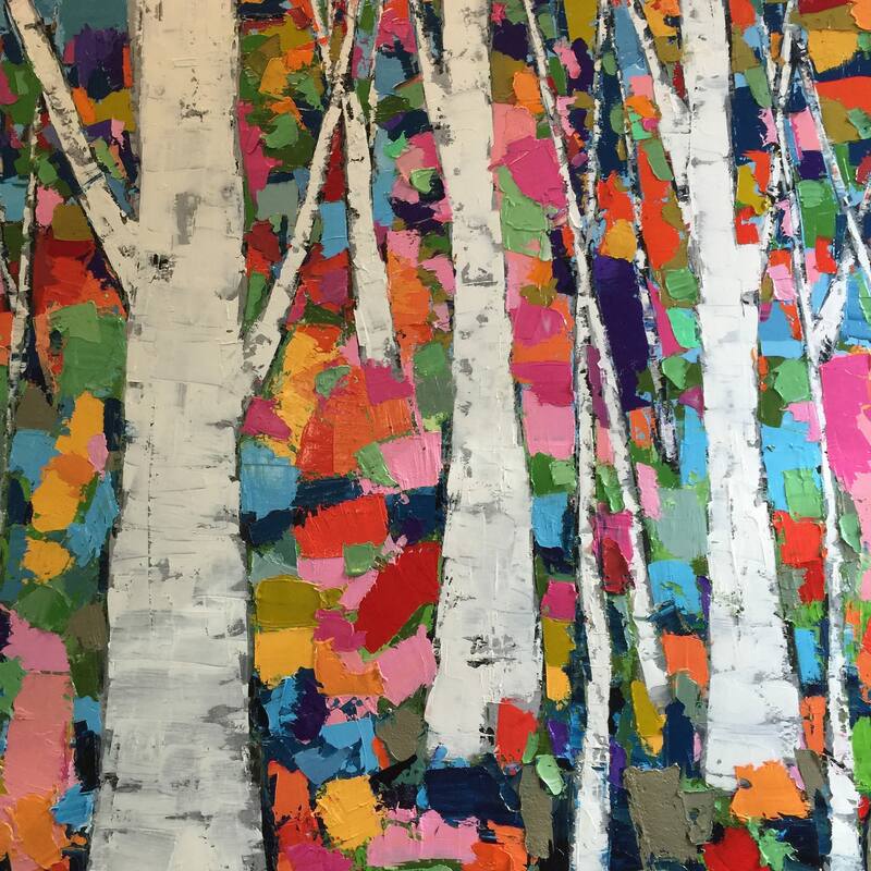 Gray Birches' Painting Print on Wrapped Canvas - Multi-Color