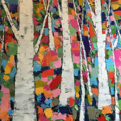 Gray Birches' Painting Print on Wrapped Canvas - Multi-Color