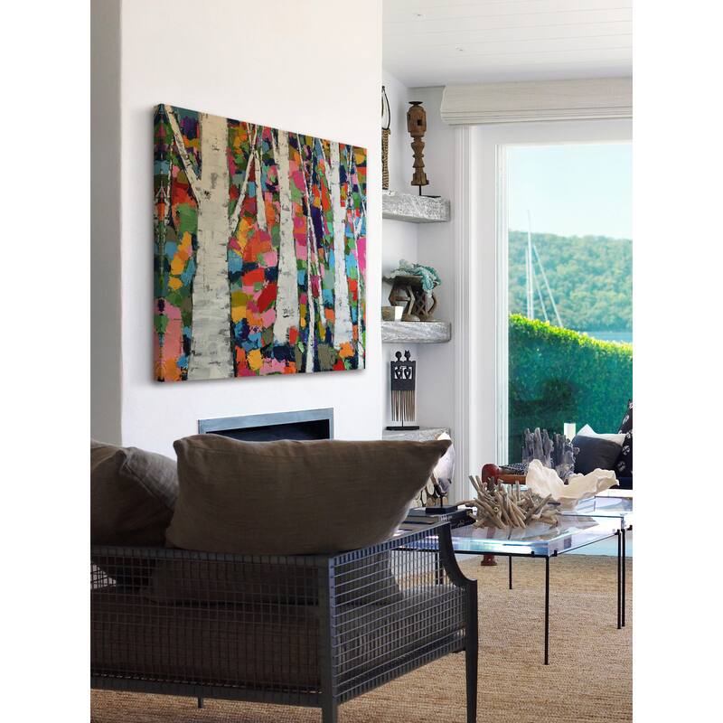 Gray Birches' Painting Print on Wrapped Canvas - Multi-Color