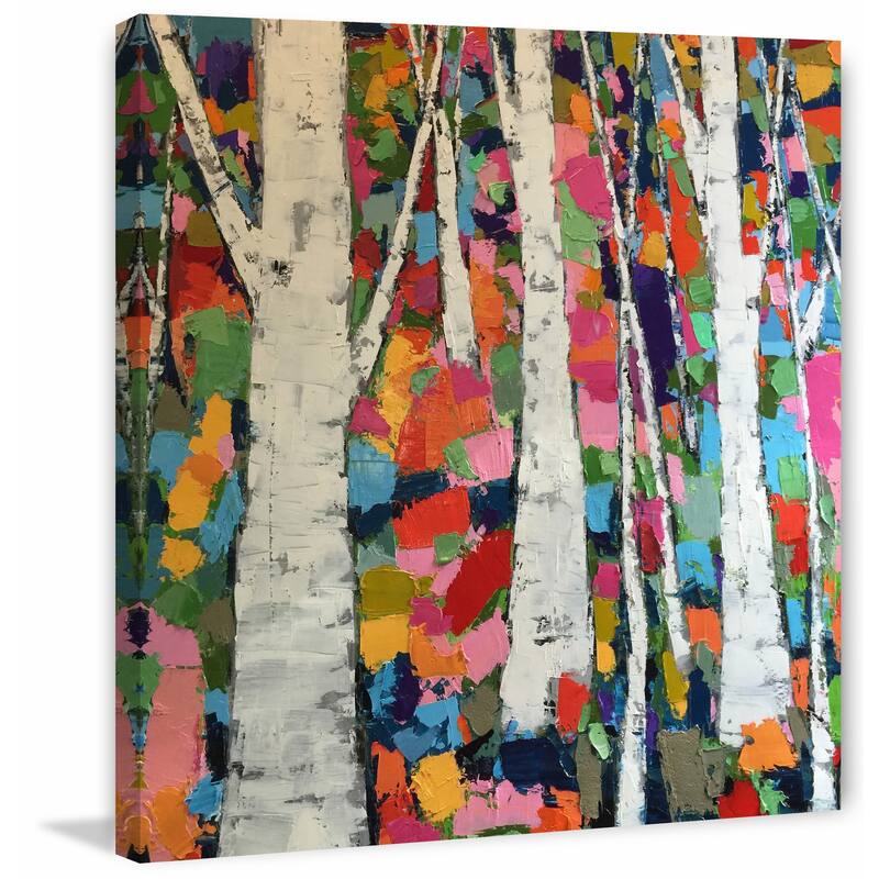 Gray Birches' Painting Print on Wrapped Canvas - Multi-Color