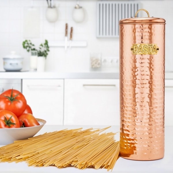 Hammered Copper Pasta Canister, 12" H.