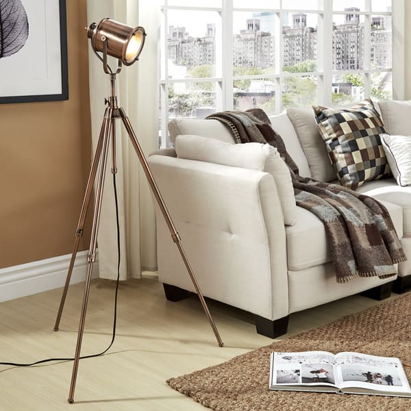 slide 2 of 10, Langston Copper Adjustable Tripod Floor Lamp by iNSPIRE Q Artisan