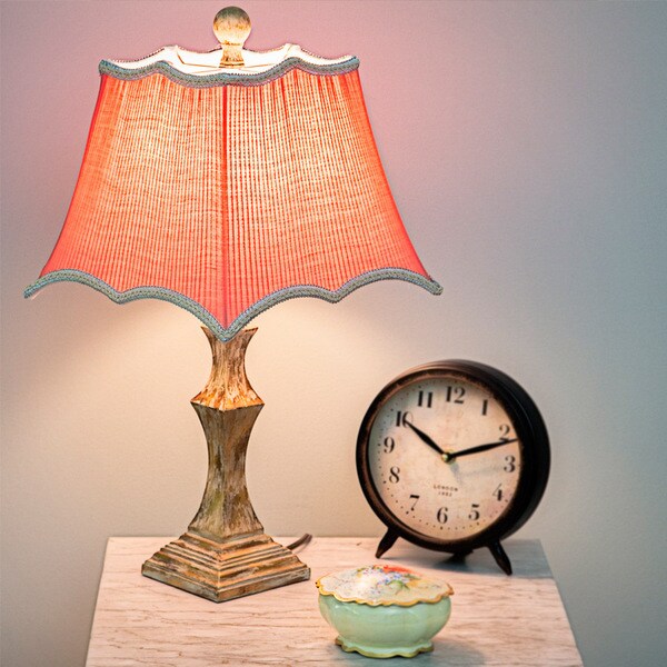 Poetic Wanderlust by Tracy Porter 19.75"H Cimarron Pleated Chiffon with Embroidery Trim Shade - Coral