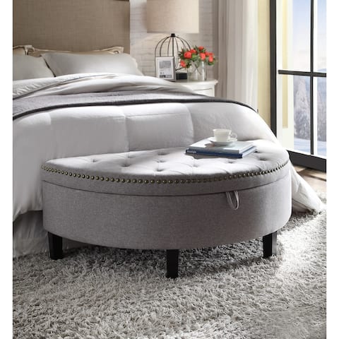 Chic Home Kelly Button Tufted Storage Ottoman, Grey