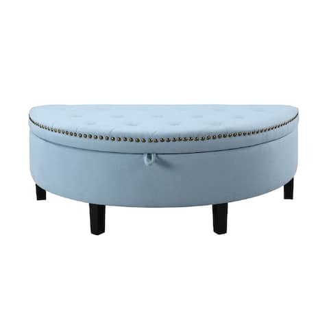 Chic Home Kelly Button Tufted Storage Ottoman, Light Blue