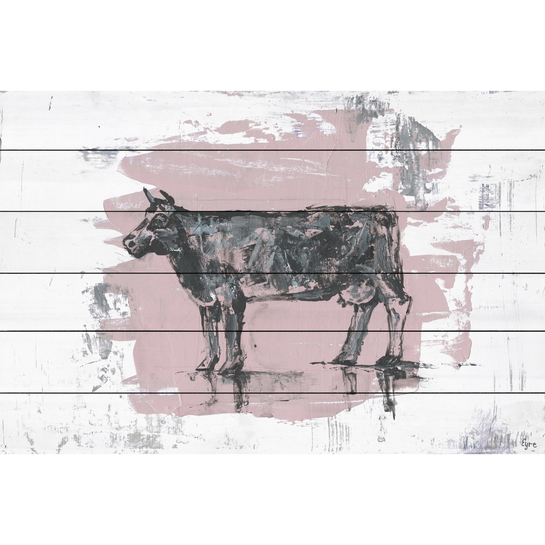 cow painting on wood