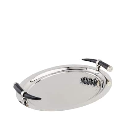 Stainless Steel- Oval Tray with Horn Inspired Handles