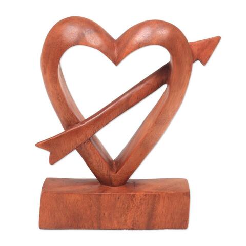 NOVICA Handmade Fall In Love Wood Statuette (Indonesia) - 1.6