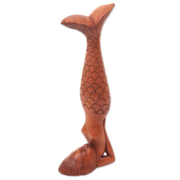 Shop Wood Sculpture, 'Sarwangasana Mermaid' (Indonesia) On Sale