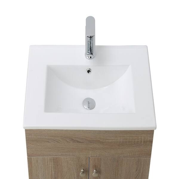 Infurniture Brown Oak 19 Inch Bathroom Vanity With Ceramic Oak 19 Inch Bathroom Vanity