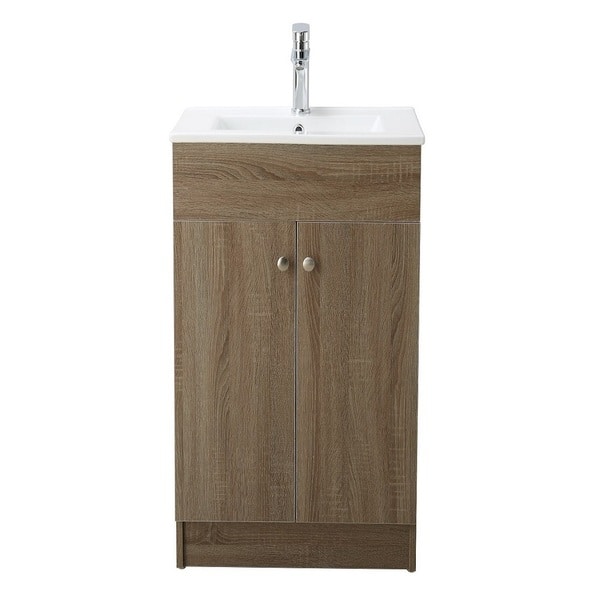 Infurniture Brown Oak 19 Inch Bathroom Vanity With Ceramic Oak 19 Inch Bathroom Vanity