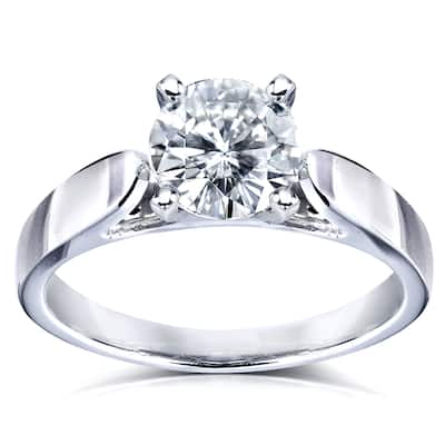 Kobelli 1 Carat Moissanite 14k Solid Gold Round Solitaire Cathedral Vanessa Engagement Ring