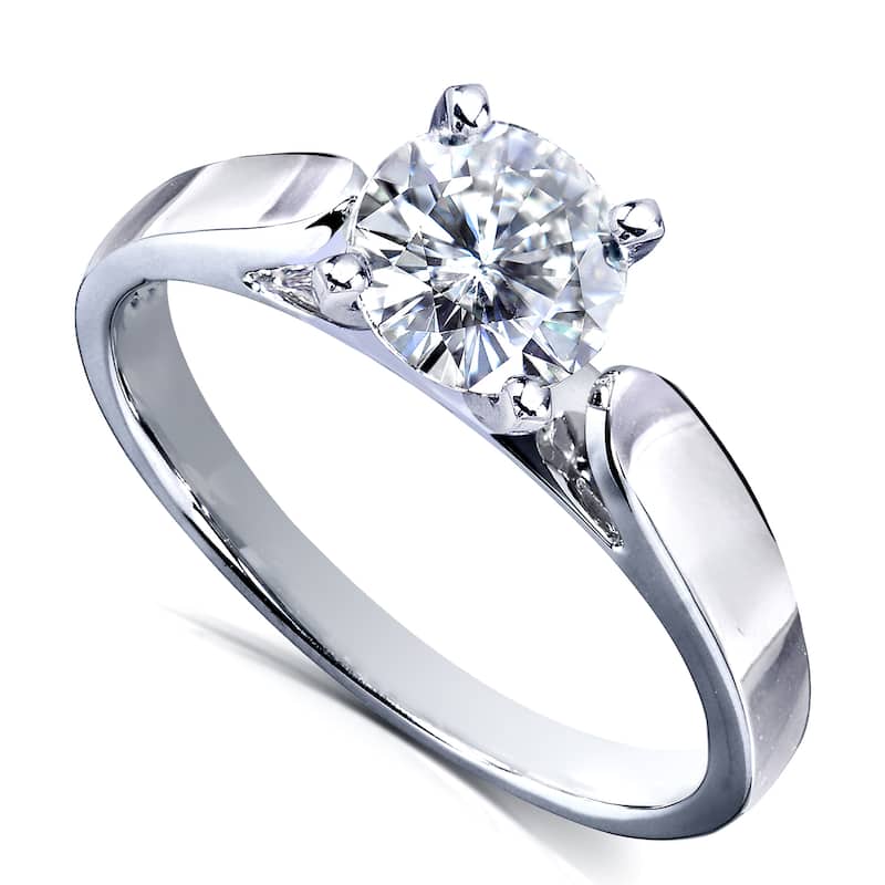 Kobelli 1 Carat Moissanite 14k Solid Gold Round Solitaire Cathedral Vanessa Engagement Ring