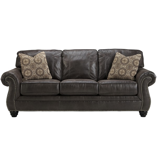 Benchcraft Breville Sofa In Faux Leather Free Shipping Today Benchcraft Breville Sofa In Faux Leather