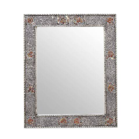 Handmade Mirror, 'Celebration' (India) - 13.5" W x 17.75" H