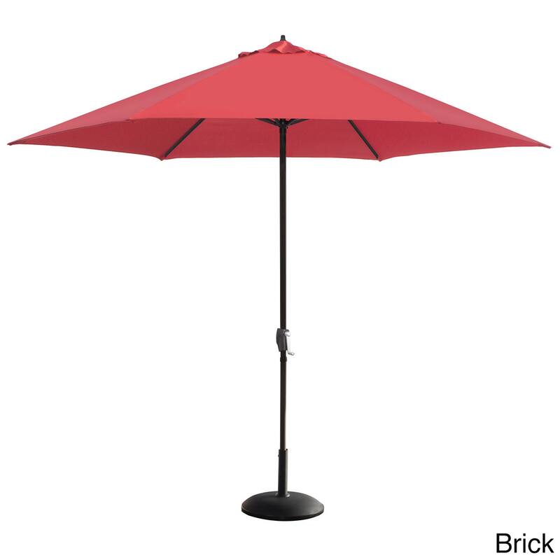Astella Aluminum 11ft Crank Open Push Button Tilt Outdoor Patio Umbrella - Brick