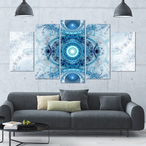 Designart TAP15818-39-32  Light Blue Fractal Grill Abstract Blanket Décor Art for Home and Office Wall Tapestry Medium x 32 in 39 in Created On Lightweight Polyester Fabric 