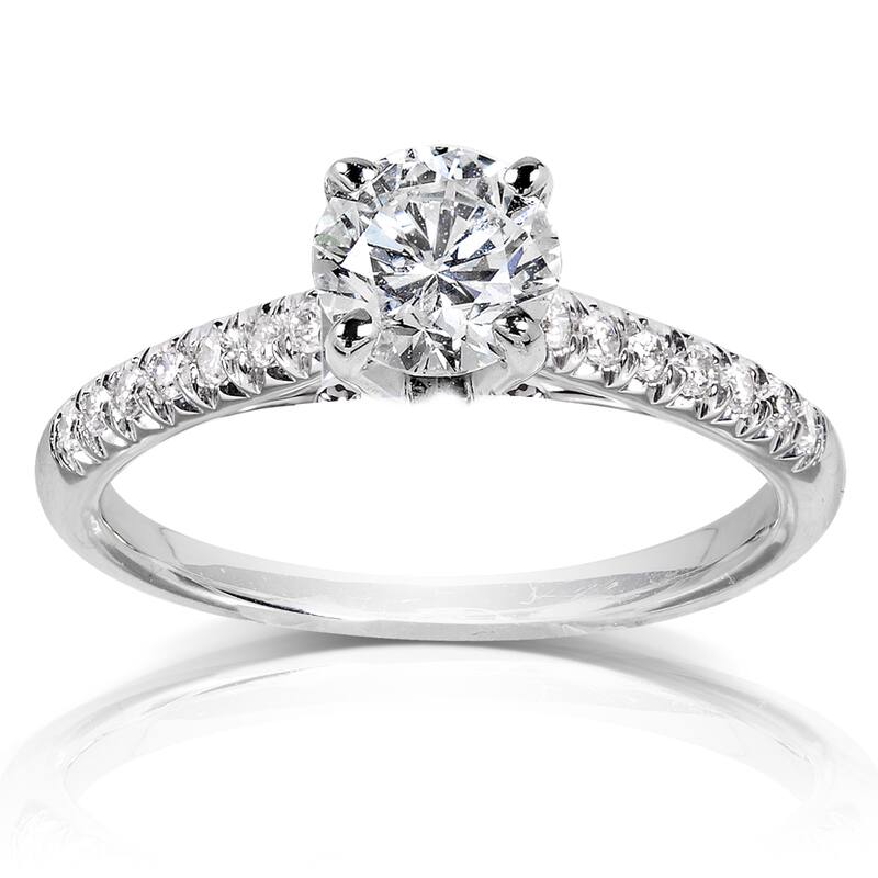 Annello by Kobelli 14k White Gold 1 1/6ct TDW Round Diamond French Pave Engagement Ring