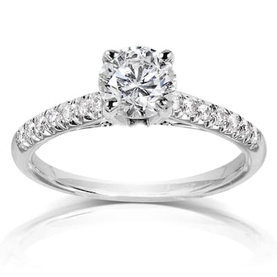 Kobelli 1.15 Carats Natural Diamond Solid 14k White Gold French Pavé Engagement Ring