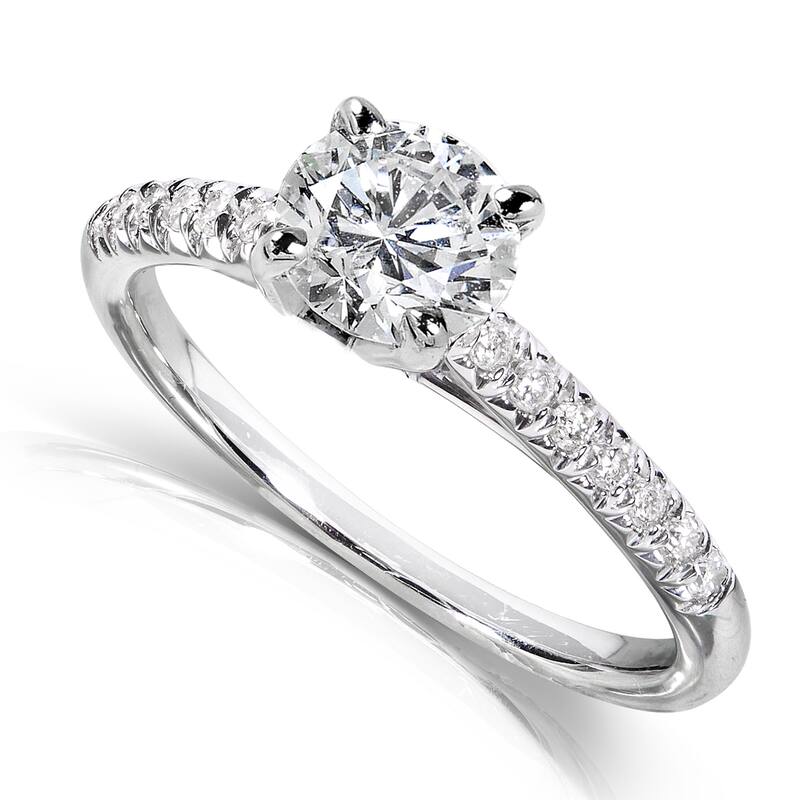 Annello by Kobelli 14k White Gold 1 1/6ct TDW Round Diamond French Pave Engagement Ring