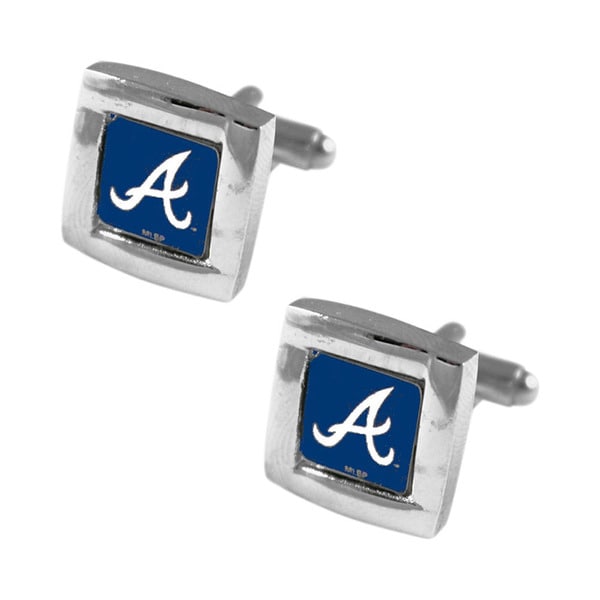 MLB 5/8" Atlanta Braves Square Cufflinks with Square Shape Logo Design Gift Box Set