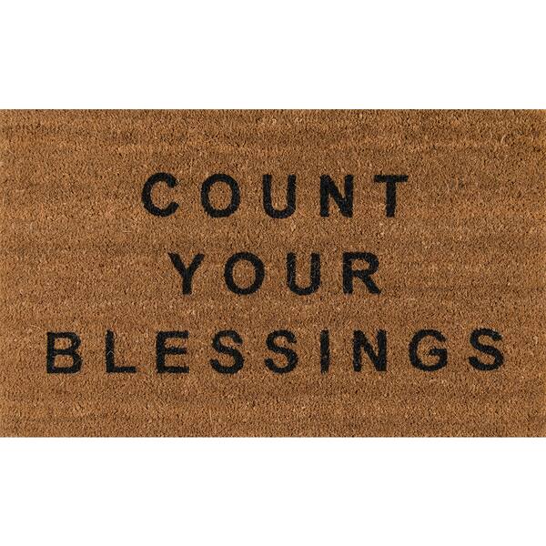 slide 3 of 13, Novogratz by Momeni Aloha Count Your Blessings Coir Doormat 1'6" x 2'6" Natural