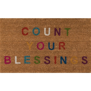 Novogratz by Momeni Aloha Count Your Blessings Coir Doormat 1'6" x 2'6"
